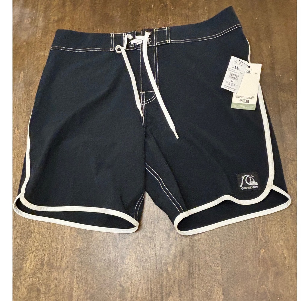 Quiksilver Mens Original Scallop 18 Board Shorts Black White AQYBS03616 Size 34